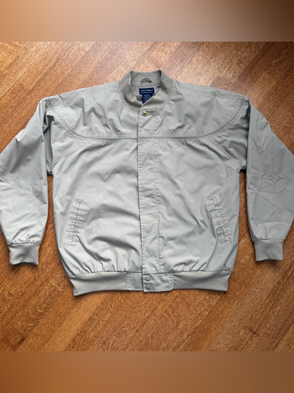 Vintage John Blair Lightweight Bomber Jacket Tan Khaki Beige Men's Size Large